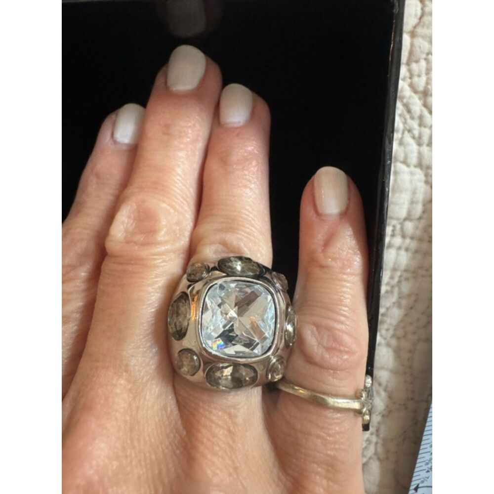 Kenneth Jay Lane silver-tone statement cocktail ring, like new. size 8.5
